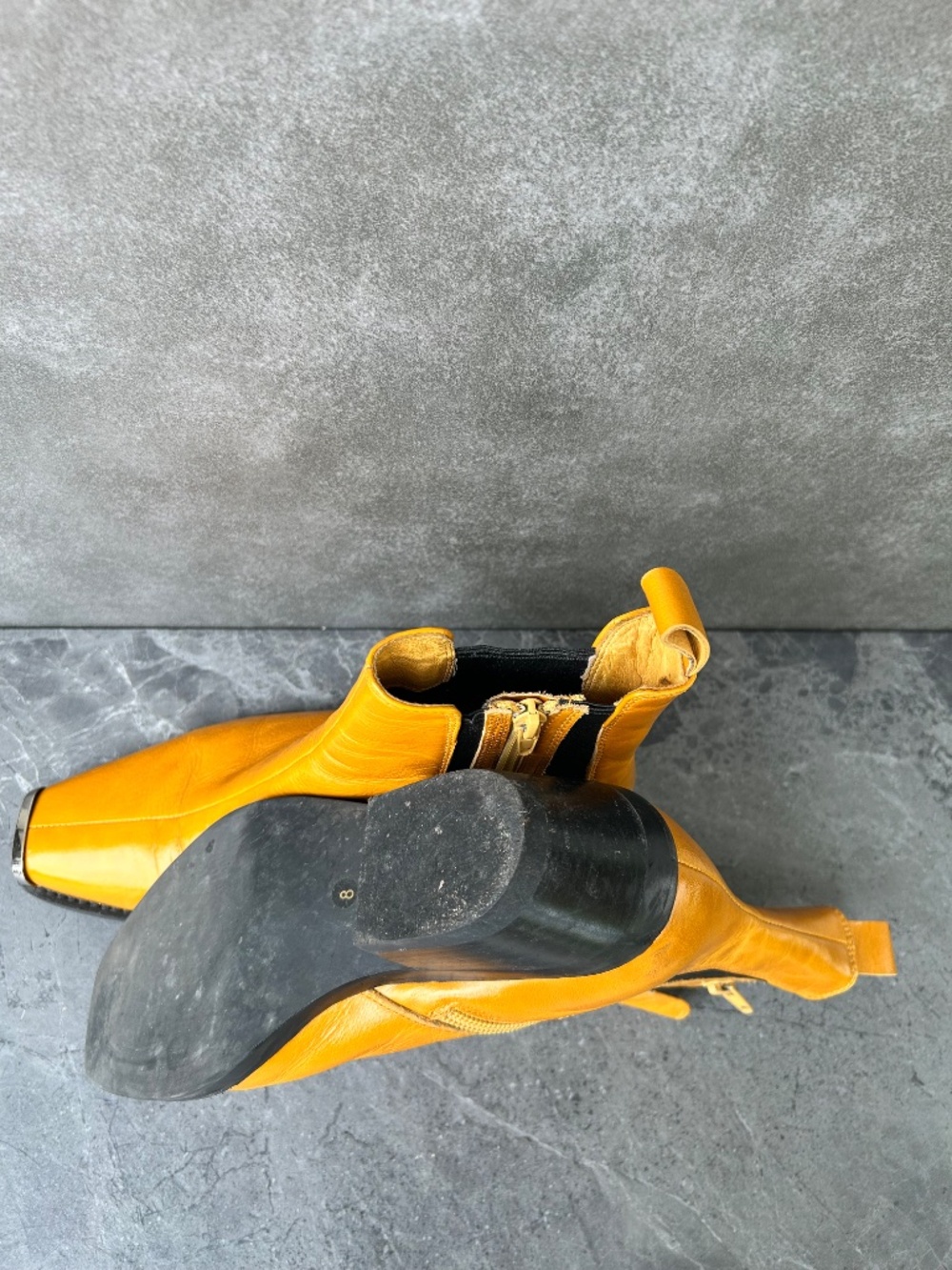 JEFFERY CAMPBELL Yellow Western Ankle Boot Leather Size 8 - Picture 3 of 6